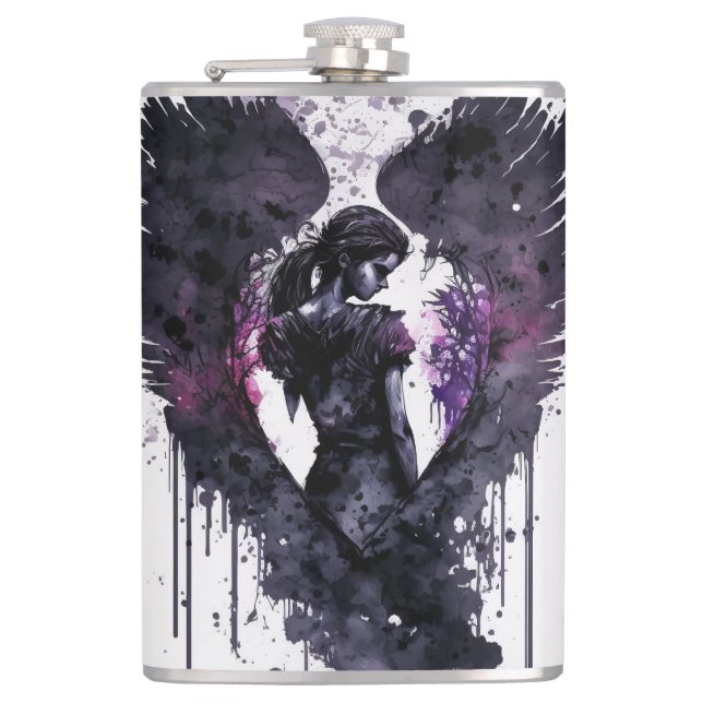Dark Angel Valentine With Inky Dark Wings Coffee M Flask (Front)