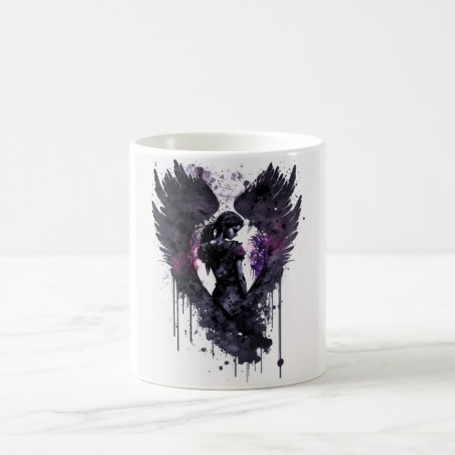 Dark Angel Valentine With Inky Dark Wings Coffee Mug