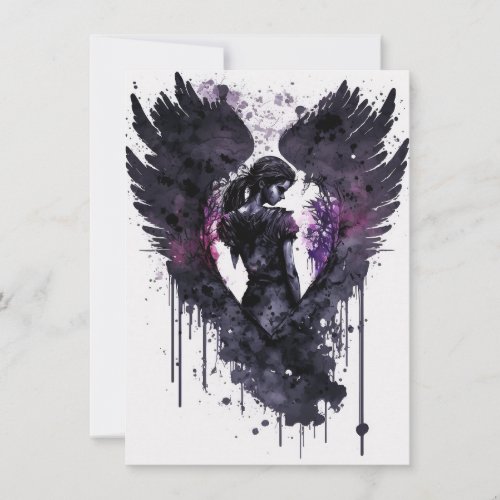 Dark Angel Valentine With Inky Dark Wings Holiday 