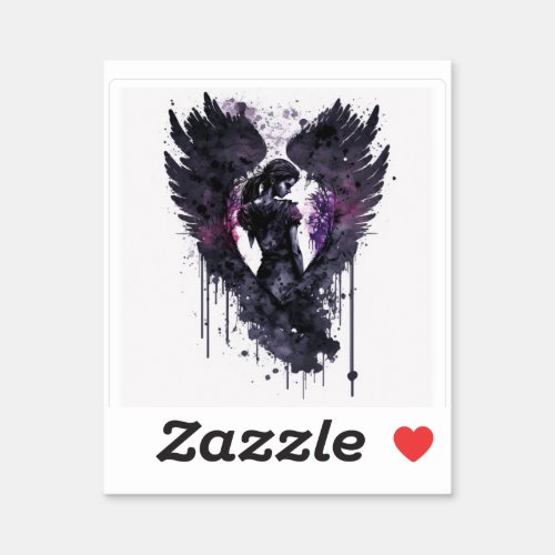 Dark Angel Valentine With Inky Dark Wings Sticker