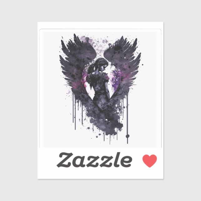 Dark Angel Valentine With Inky Dark Wings Sticker (Sheet)