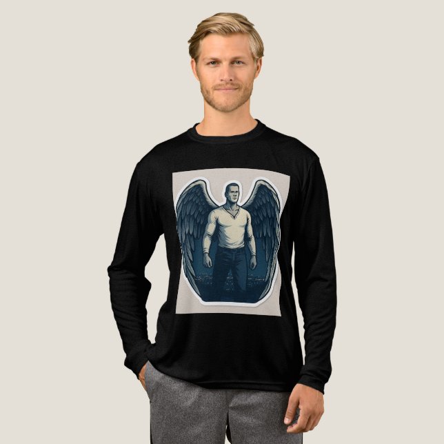 Dark Angel Warrior | Black Full Sleeve T-Shirt Des Tri-Blend Shirt (Full Front)