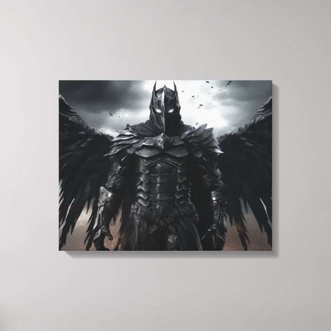 Dark Angel Warrior Knight - Stretched Canvas Print (Front)