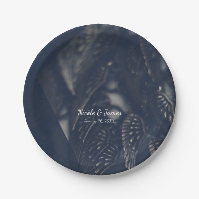 Dark Angel Wings Gothic Glam Chic Party Paper Plates (Front)