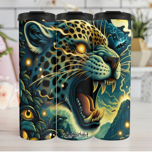 Dark Angry Jaguar Fantasy Illustration Thermal Tumbler