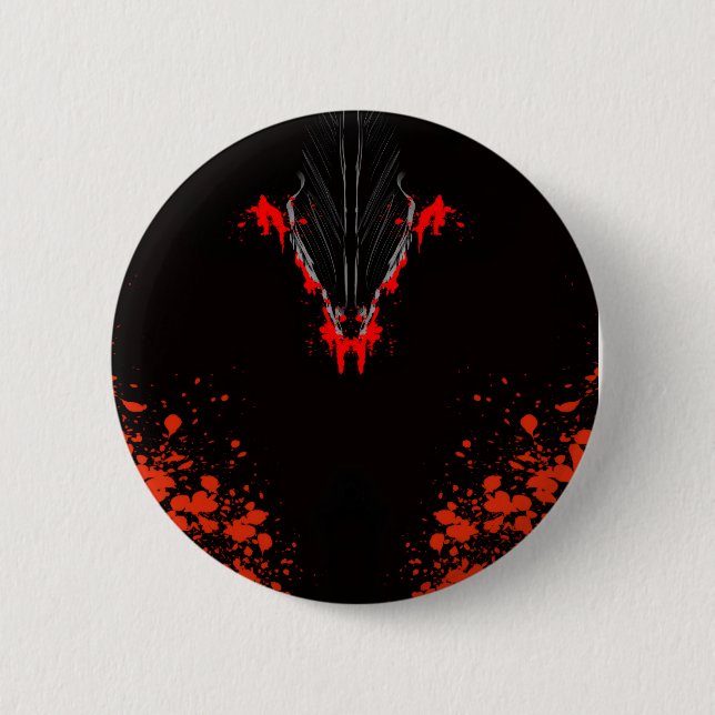 Dark Anime Fantasy Crow and Demon Art Button (Front)