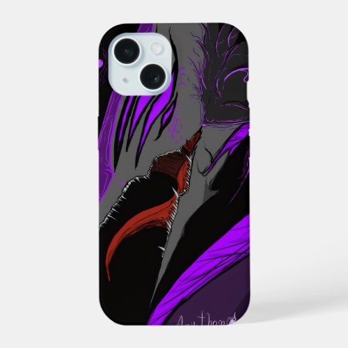 Dark Anime Fantasy Crow and Demon Art iPhone 15 Case