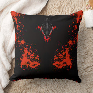 Dark Anime Fantasy Crow and Demon Art Throw Pillow