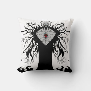 Dark Anime Fantasy Crow and Demon Art Throw Pillow