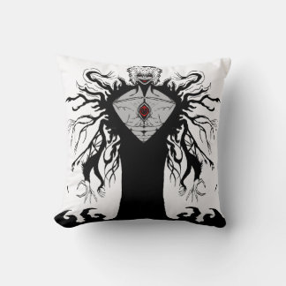 Dark Anime Fantasy Crow and Demon Art Throw Pillow