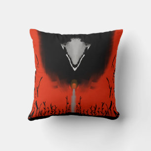 Dark Anime Fantasy Crow and Demon Art Throw Pillow