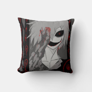 Dark Anime Fantasy Crow and Demon Art Throw Pillow