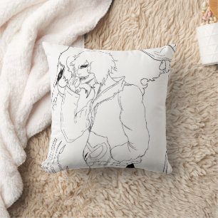 Dark Anime Fantasy Crow and Demon Art Throw Pillow