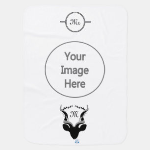 Dark Antelope Silhouette Monogram Baby Blanket