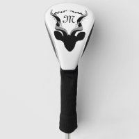 Dark Antelope Silhouette Monogram Golf Head Cover