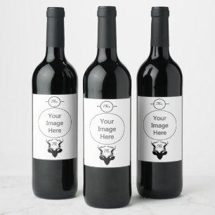 Dark Antelope Silhouette Monogram Wine Label