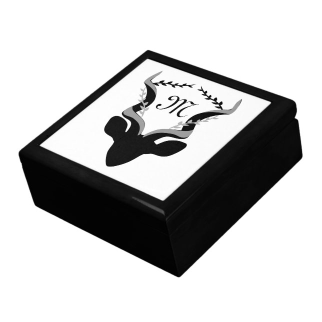 Dark Antelope Silhouette w Customized Monogram Gift Box (Side)