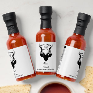 Dark Antelope Silhouette w Customized Monogram Hot Sauces
