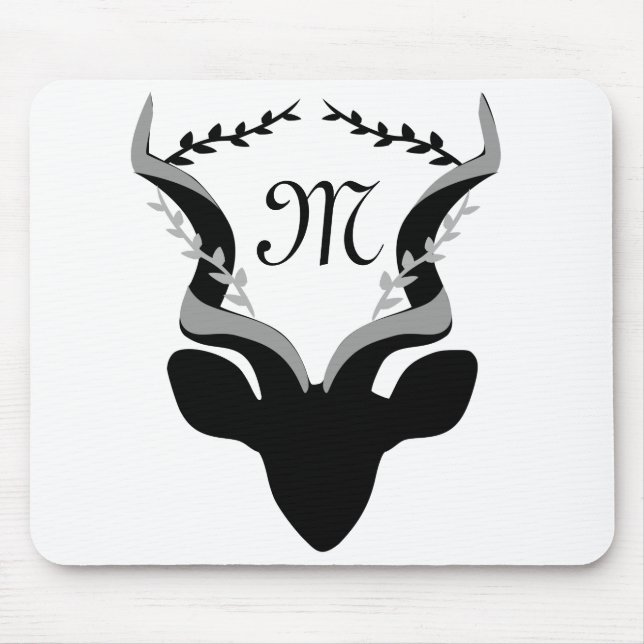 Dark Antelope Silhouette w Customized Monogram Mouse Pad (Front)