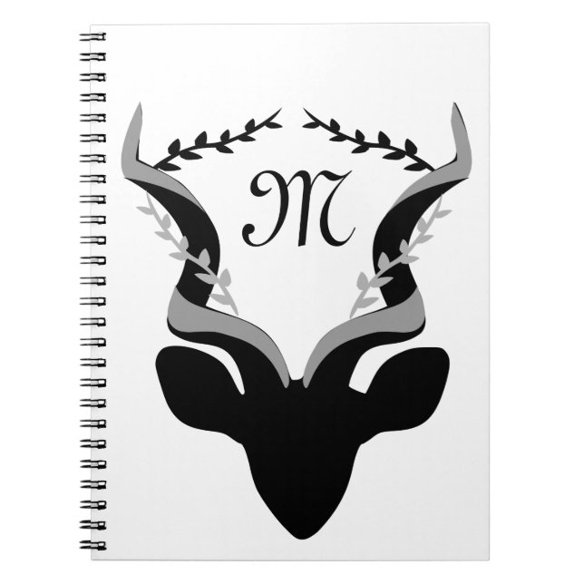 Dark Antelope Silhouette w Customized Monogram Notebook (Front)