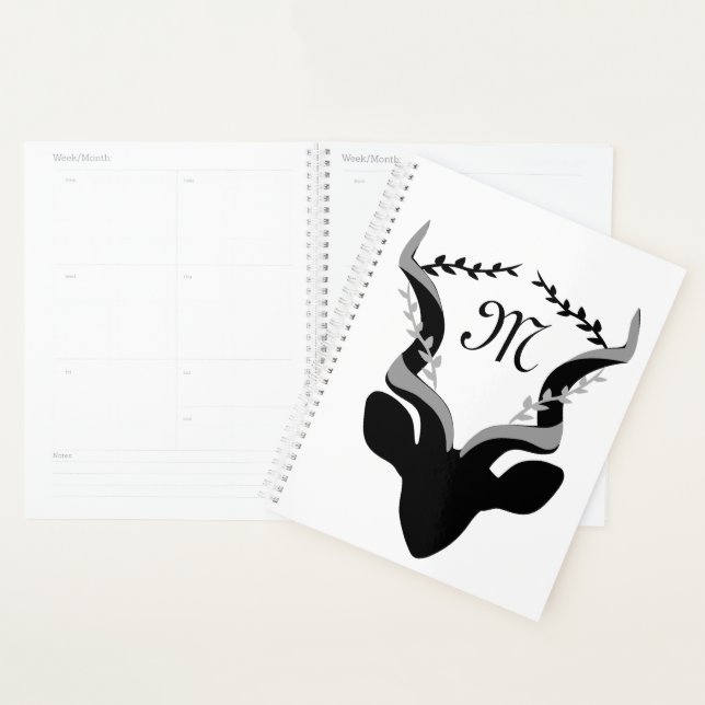 Dark Antelope Silhouette w Customized Monogram Planner (Display)