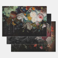 Dark Antique Floral Still Life Decoupage