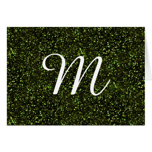 Dark Apple Green Glitter Cards (Front Horizontal)