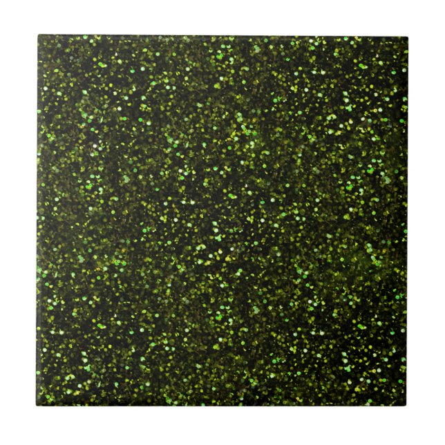 Dark Apple Green Glitter Ceramic Tile (Front)