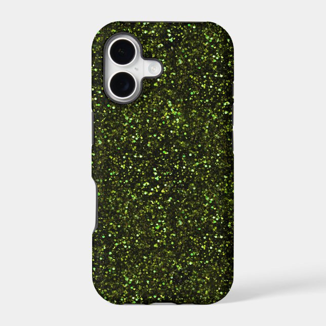 Dark Apple Green Glitter Iphone Case (Back)