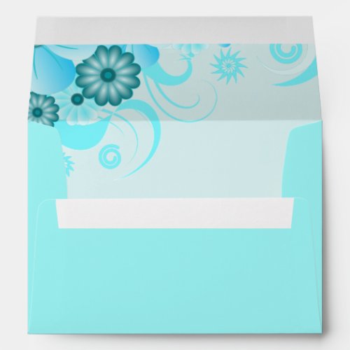 Dark Aqua Blue Teal Turquoise Floral Hibiscus Envelope