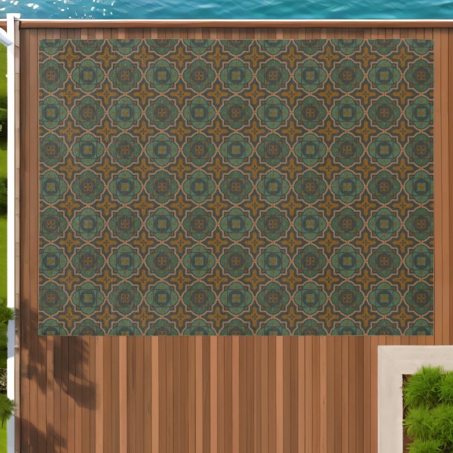 Dark Aqua Green and Rust Brown Geometric Beautiful
