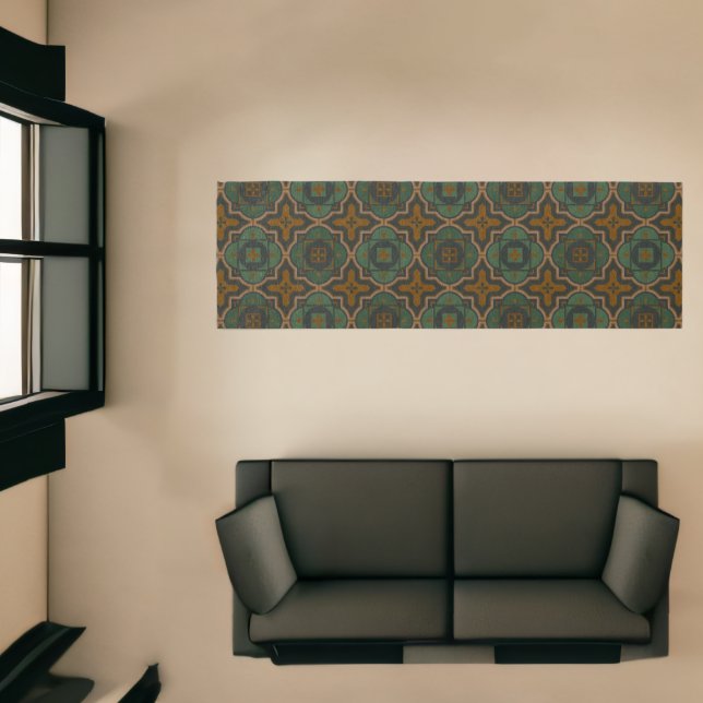 Dark Aqua Green Rust Brown Geometric Beautiful Runner (Insitu (Indoor 1))