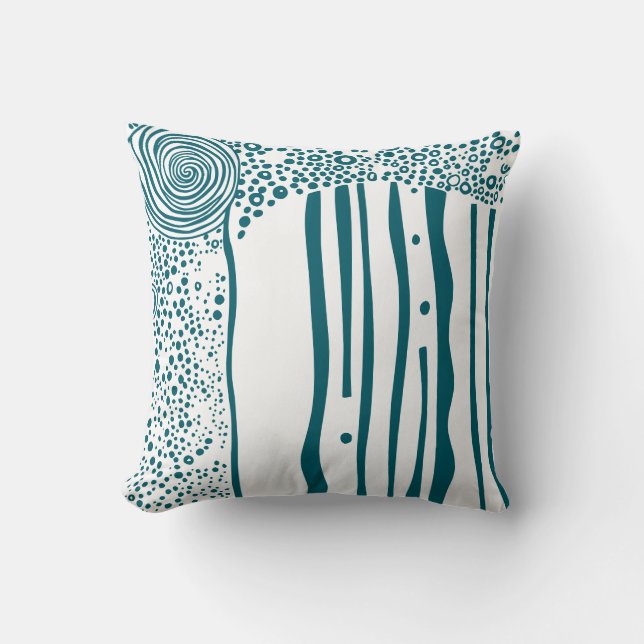 dark aqua organic flow modern rustic throw pillow (Front)