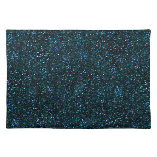 Dark Aqua Teal Blue Glitter Cloth Placemat