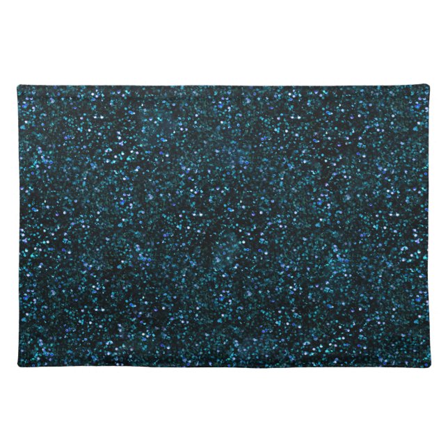 Dark Aqua Teal Blue Glitter Cloth Placemat (Front)
