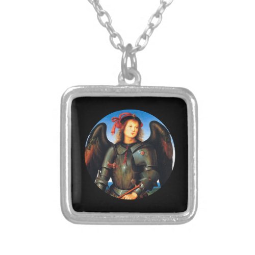 Dark Archangel Michael Silver Plated Necklace