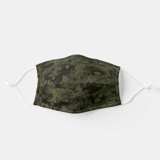 Dark Army Camo Pattern Adult Cloth Face Mask (Front, Unfolded)