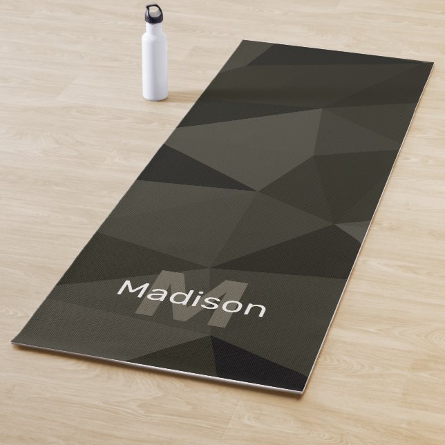 Dark army gray brown black geometric mesh Monogram Yoga Mat (In Situ)