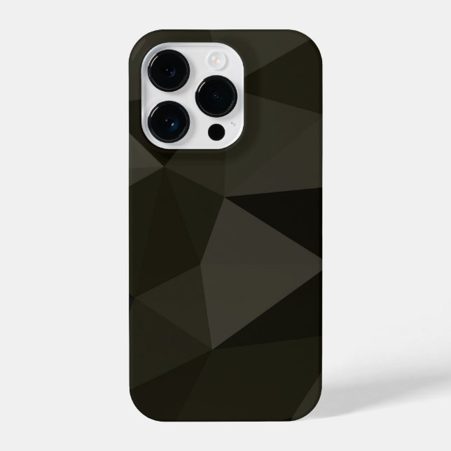 Dark army gray brown black geometric mesh pattern iPhone case (Back)