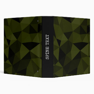 Dark army green black geometric mesh pattern cool 3 ring binder