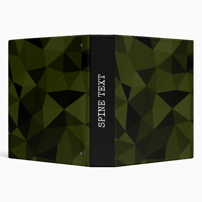 Dark army green black geometric mesh pattern cool  3 ring binder (Background)