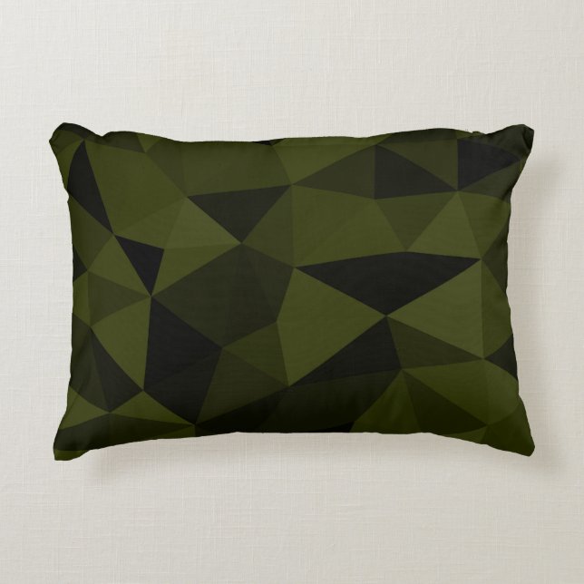 Dark army green black geometric mesh pattern cool  accent pillow (Front)