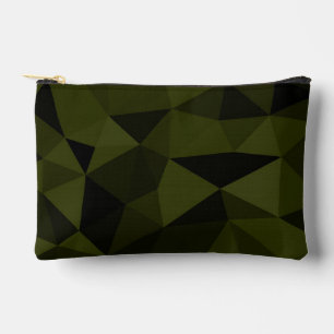 Dark army green black geometric mesh pattern cool accessory pouch