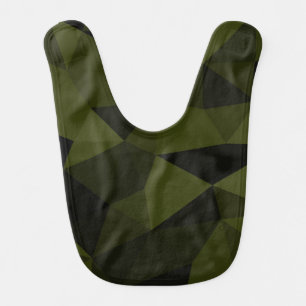 Dark army green black geometric mesh pattern cool baby bib