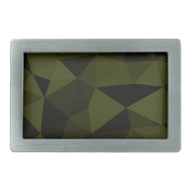 Dark army green black geometric mesh pattern cool  belt buckle (Front)