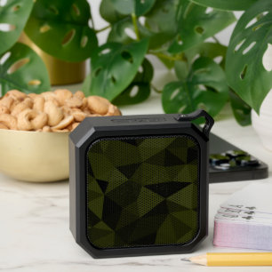 Dark army green black geometric mesh pattern cool bluetooth speaker