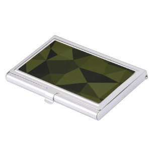 Dark army green black geometric mesh pattern cool business card case