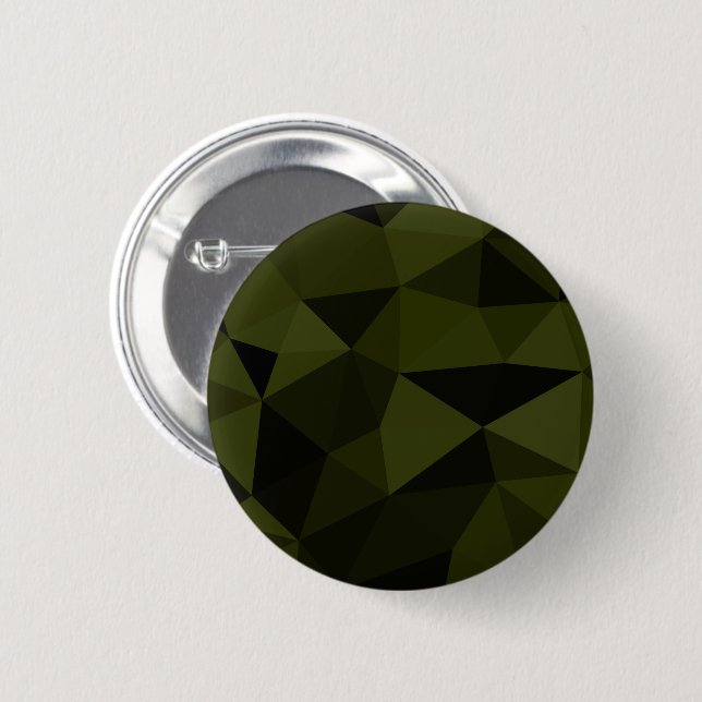 Dark army green black geometric mesh pattern cool  button (Front & Back)