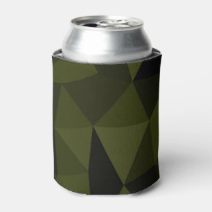 Dark army green black geometric mesh pattern cool  can cooler