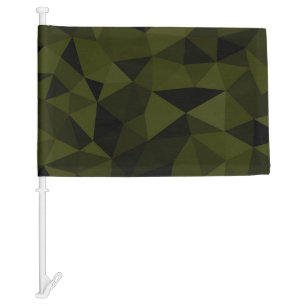 Dark army green black geometric mesh pattern cool car flag